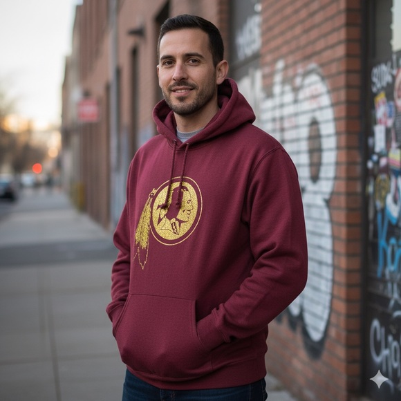 Hanes sweatshirt‎ Burgundy Gold hail RedSkins Washington Football Hoodie L NIB - Picture 5 of 14